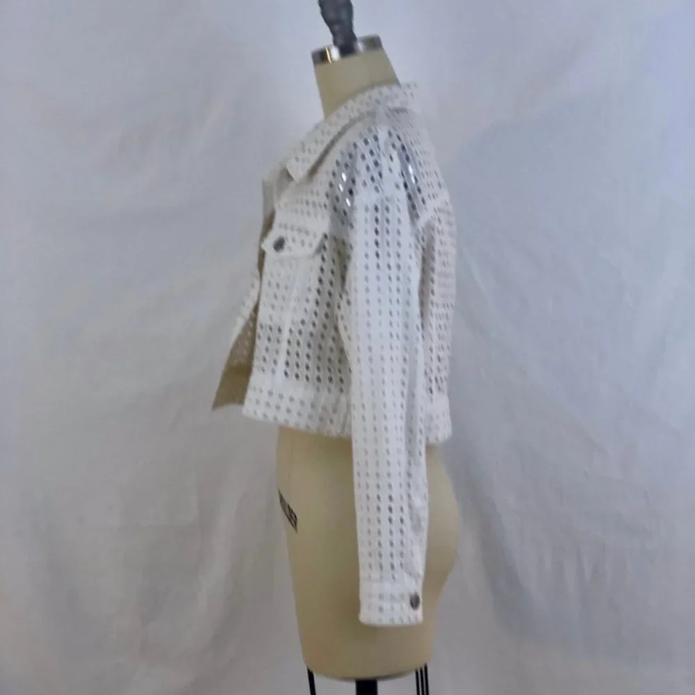 NWT Fleur du Mal Eyelet Cropped Jacket - 0 - Picture 5 of 7